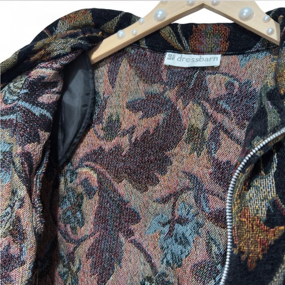Moody Floral Tapestry Jacket Zip-Up Black Green Whimsigoth Grandmacore Fairycore - Picture 6 of 8